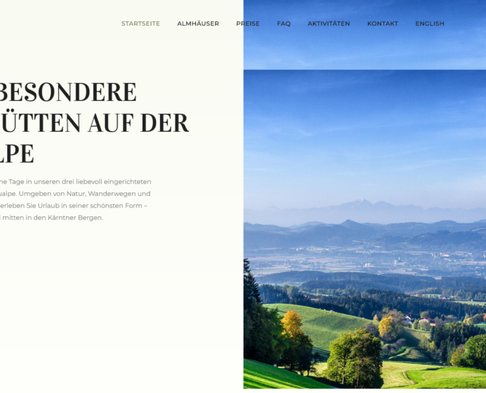 Webdesign Hüttenschatz – Almhütten auf der Saualpe in Kärnten