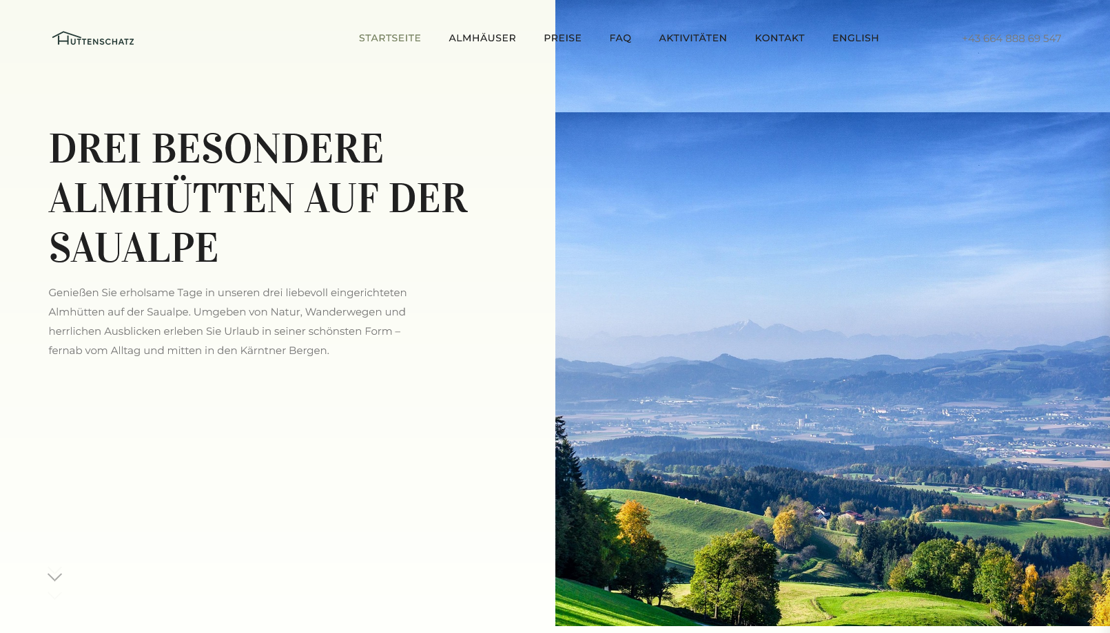 Webdesign Hüttenschatz – Almhütten auf der Saualpe in Kärnten